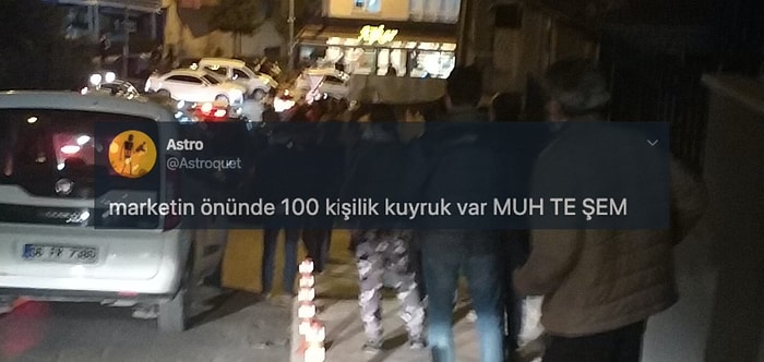 Sokağa Çıkma Yasağının Ardından Marketler ve Fırınlar Önünde Oluşan Kuyruk Sosyal Medyanın Gündeminde