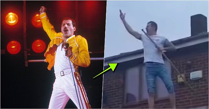 Меломан, который сидит в изоляции из-за коронавируса, изобразил Фредди Меркьюри, поднявшись на крышу своего дома