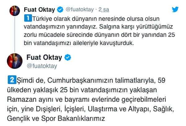 Cumhurbaşkanı Yardımcısı Oktay: "25 bin vatandaşımızın Türkiye'ye dönebilmesi için operasyon başlattık"