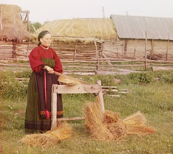 18. Крестьянка обрабатывает лен