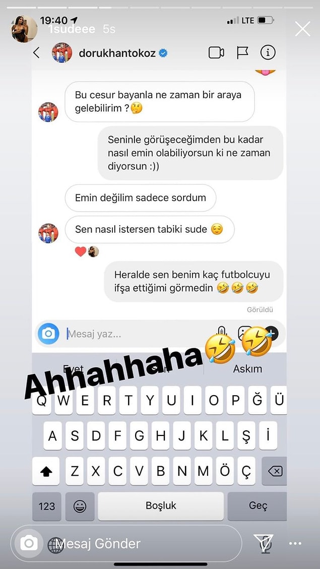 3. Beşiktaşlı futbolcu Dorukhan Toköz'ün Sude isimli kadın tarafından ifşa edilen mesajları da böyle...