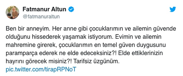 Fatmanur Altun konuyla ilgili bir tweet atarak tartışmanın fitilini ateşledi