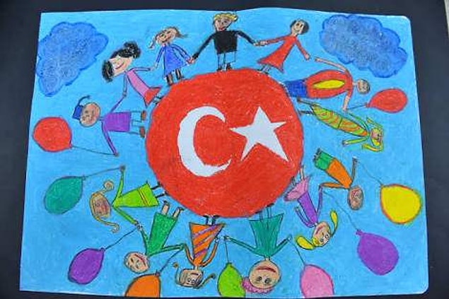 12. 23 Nisan denince aklımıza gelenleri resim yaparak ifade etmek