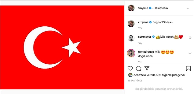 8. Serenay Sarıkaya, sevgilisi Cem Yılmaz'ın doğum gününü Instagram hesabından yaptığı yorum ile kutladı!