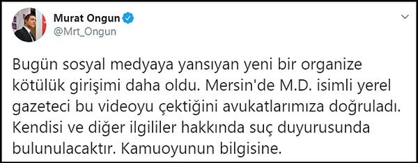 Kameramanın Mersinli yerel bir gazeteci olduğunu doğruladıklarını söyleyen İBB Sözcüsü Murat Ongun, 'Suç duyurusunda bulunacağız' dedi.