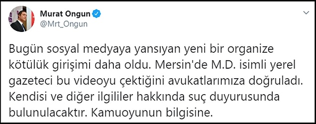 Kameramanın Mersinli yerel bir gazeteci olduğunu doğruladıklarını söyleyen İBB Sözcüsü Murat Ongun, 'Suç duyurusunda bulunacağız' dedi.