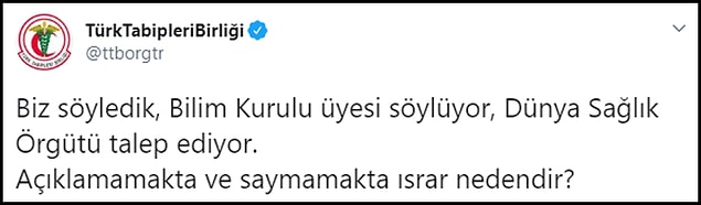 Türk Tabipleri Birliği, Azap'ın açıklaması sonrası sordu: "Açıklamamakta ve saymamakta ısrar neden?"