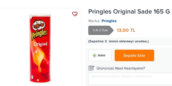 Bedava verilen ürünün son hali.