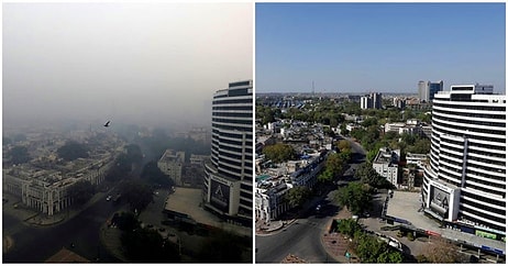 Впечатляющие снимки "до и после", которые показывают, как очищается воздух в крупных городах во время карантинного периода