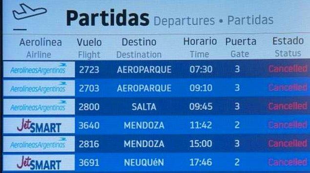Arjantin'de uçuşlar 1 Eylül'e kadar iptal