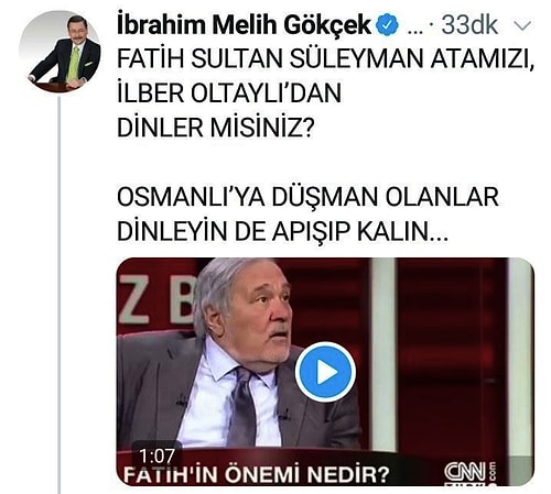 Melih Gökçek Osmanlı Tarihinde Olmayan Bir Padişahtan Bahsedince Sosyal Medyanın Diline Düştü