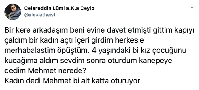 1. Twitter'da '@aleviatheist' takipçileriyle dalgın bir anında yaşadığı komik bir anıyı paylaştı,