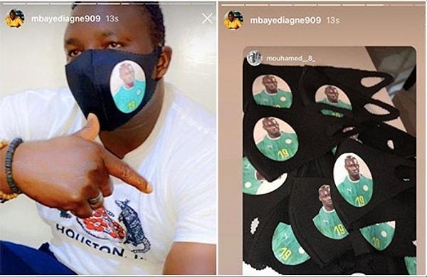 1. Ülkesi Senegal'de, koronavirüs önlemi olarak üzerinde kendi fotoğrafının bulunduğu maskelerden bağışlaması.