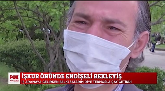 İŞKUR'un önünde bir yandan iş arayan bir yandan da çay satan 45 yaşındaki Yusuf Derin, "En son kızım 'Baba evde ekmek yok' dedi. Evde termosum vardı çayı demledim" sözleriyle gündeme oturdu.