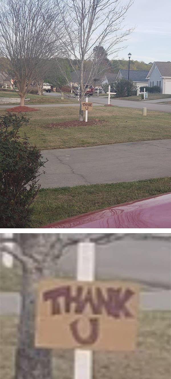 10. Сосед медработника скосил его газон в знак благодарности за его службу, и получил "Спасибо":