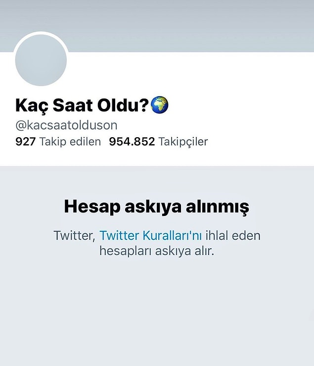 Hesap askıya alınmıştı