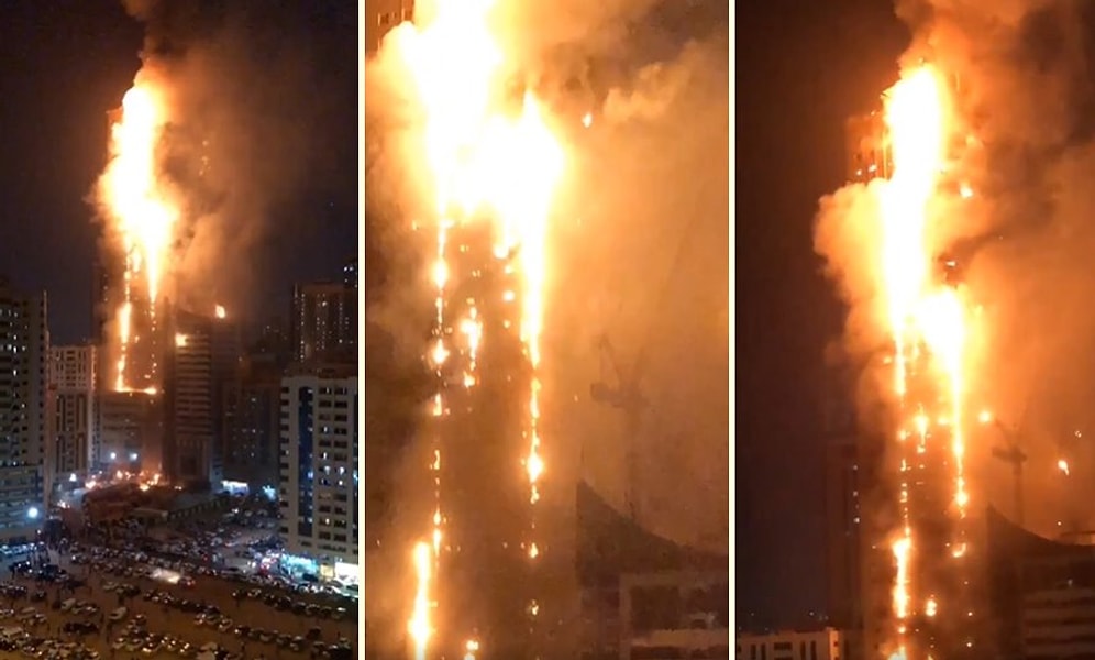 Birleşik Arap Emirlikleri'nde 48 Katlı Gökdelen Alev Topuna Döndü