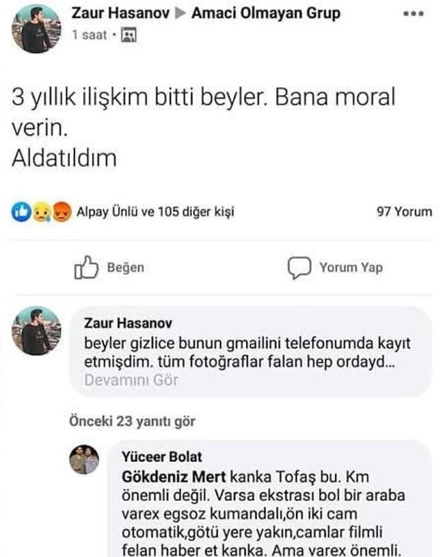 2. Moral vermek için araç fotoğrafı atılmış gibi.