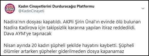 AKP'li Şirin Ünal'ın Evinde Ölü Bulunan Nadira Kadirova'nın Dosyası Kapatıldı