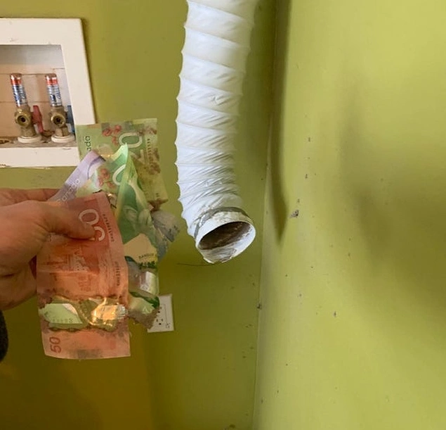 "Yeni evimizdeki kurutucuyu çekince havalandırmanın içinde 105 dolar buldum."