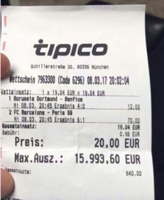3. 20 euro kupon yapıp neredeyse 16 bin euro kazanan bu futbol sever...