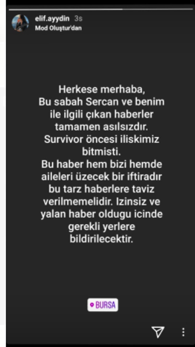 Son dakika gelişmesi: Sercan Yıldırım ile birlikte olduğu söylenen Elif Aydın'dan ilk açıklama geldi: