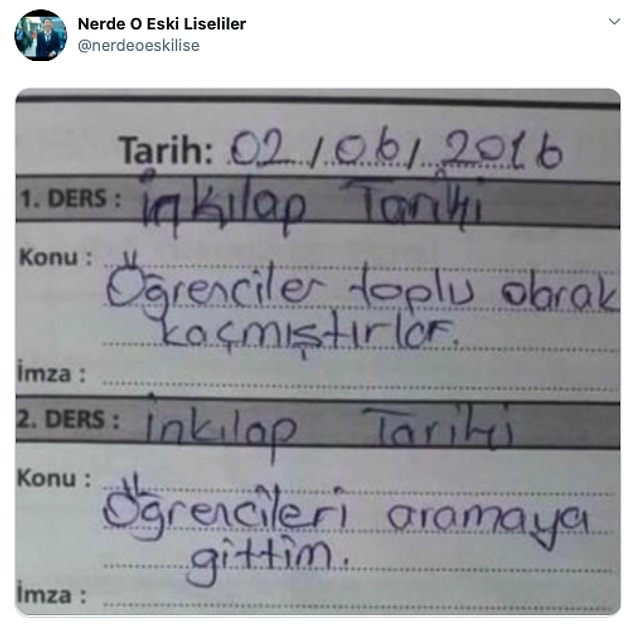7. Ah o sınıf defterleri!