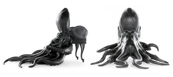 1. Hiç ahtapot şeklinde bir sandalye gördünüz mü? Tasarım, Maxima Riera tarafından yapılmış. Peki, oturmak ister misiniz bu sandalyeye? 😱