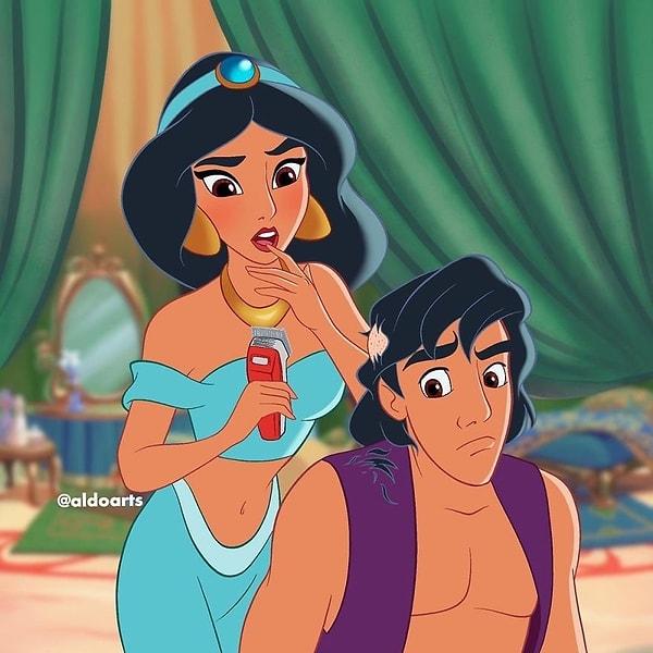 1. Karantinada Aladdin de sıkılmış tabi uzun saçlardan.