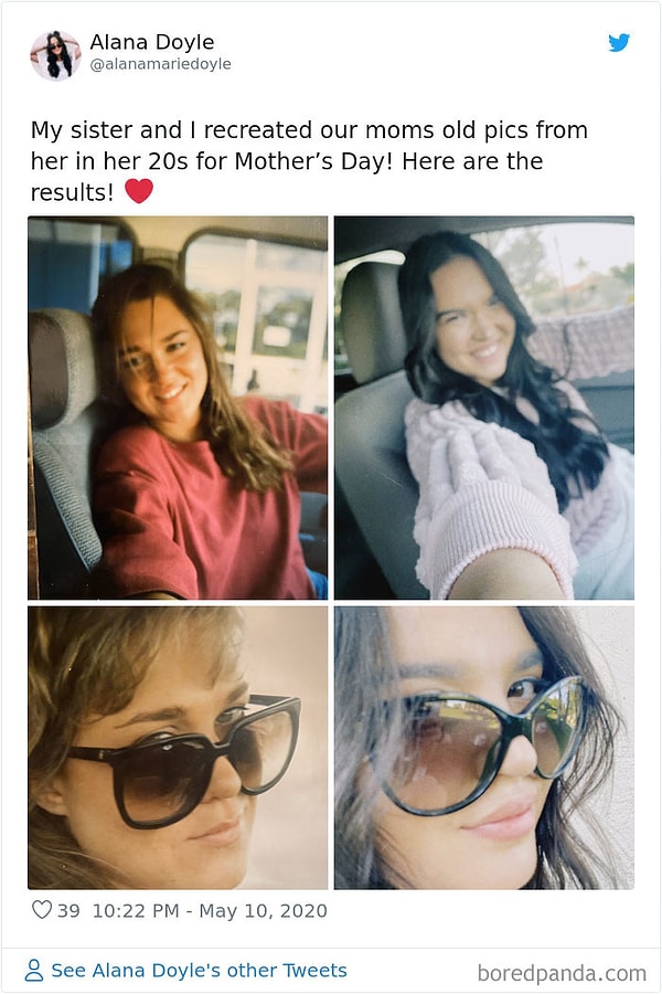 21. Моя сестра и я воссоздали фото нашей мамы на День матери. И вот результаты
