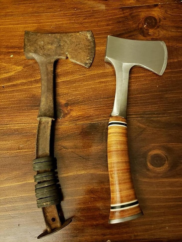 11. «Этому топорику слева 45 лет. Впервые его использовал мой дедушка, а теперь мой папа».
