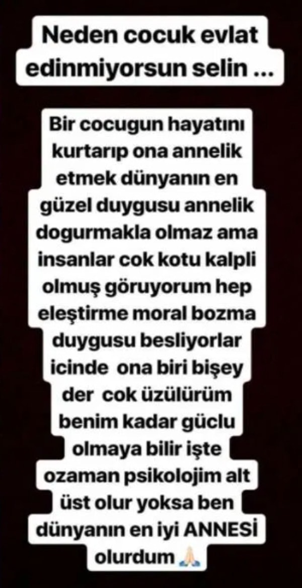 Çocukları çok sevdiğini ve bir evlat sahibi olmak istediğini zaman zaman dile getiren Ciğerci, aslında yaşadığı bu baskının kendisine ve edineceği evladına zarar verebileceğinden de bahsetmişti geçmişte. Bir kadını, bunları düşünmeye itmek ne kadar acı ve zorbaca bir tavır aslında değil mi?