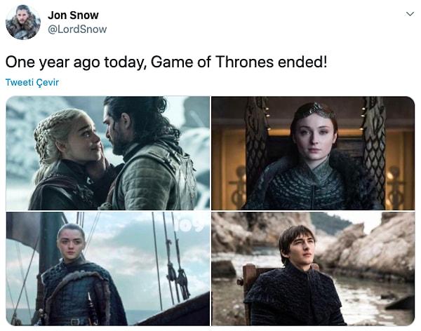 9. "Bir yıl önce bugün Game of Thrones bitti!"