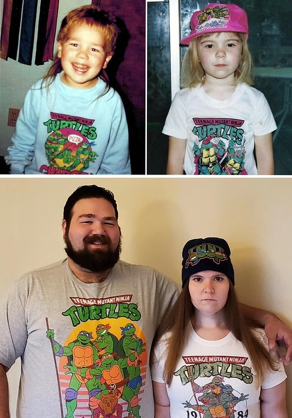 8. "Erkek arkadaşımla Ninja Kaplumbağalar tişörtlü benzer fotoğraflarımız olduğunu fark ettik."