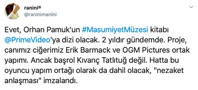 Televizyon dünyasıyla ilgili yaptığı paylaşımlarla bilinen 'raninimanini' projeyle ilgili detayları şu şekilde açıklıyor: