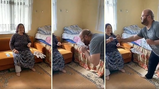 Koronavirüs Gölgesinde Geçen Bayramda El Öptürmek İçin Muhteşem Bir Yol Bulan Teyze