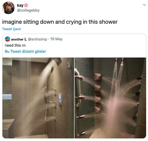 5. "Bu duşta oturup ağladığınızı hayal edin."