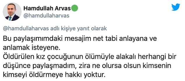 Paylaşımlara yönelik tepkilere ise Arvas şu ifadelerle yanıt verdi 👇