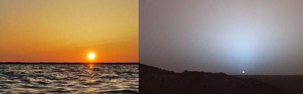 8. «Немного иронично, что здесь, на Земле (голубая планета), закаты красные, а на Марсе (красная планета) закаты синие».