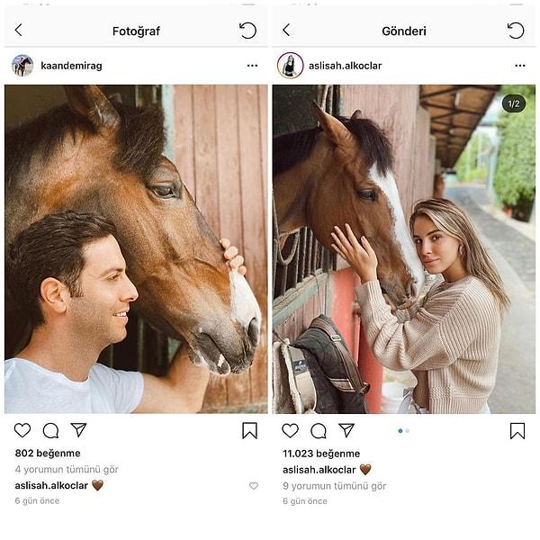 Aynı anda Instagram'da da ilişkilerini duyuran çifte beğeni yağdı.