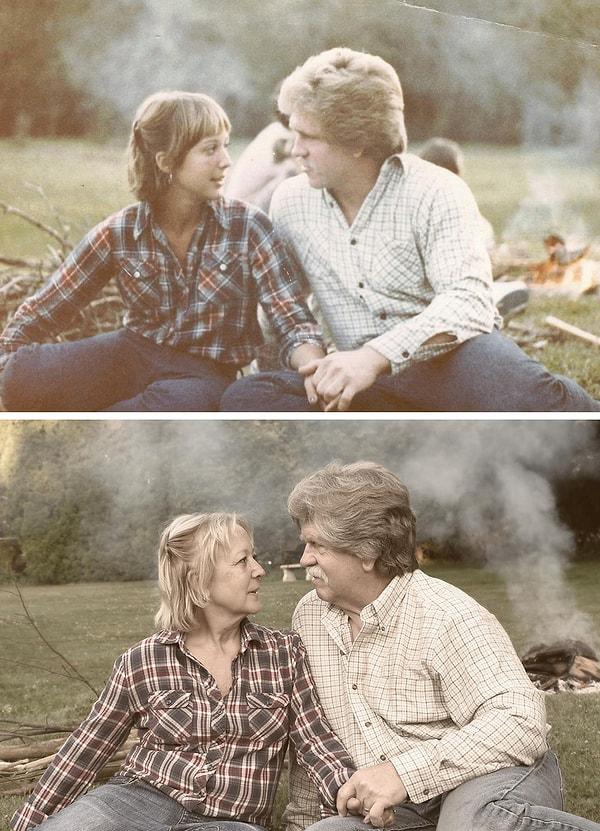 13. 40 yıl sonra aynı fotoğrafı çektiren çift.