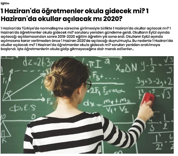 Şimdi farklı bir örneği inceleyelim. Star gazetesinde 'Eğitim' kategorisinde yayınlanan ve cevabı evet veya hayır olan bir soru işlenmiş.