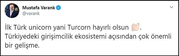 Varank: 'İlk Türk unicorn, yani Turcorn hayırlı olsun'