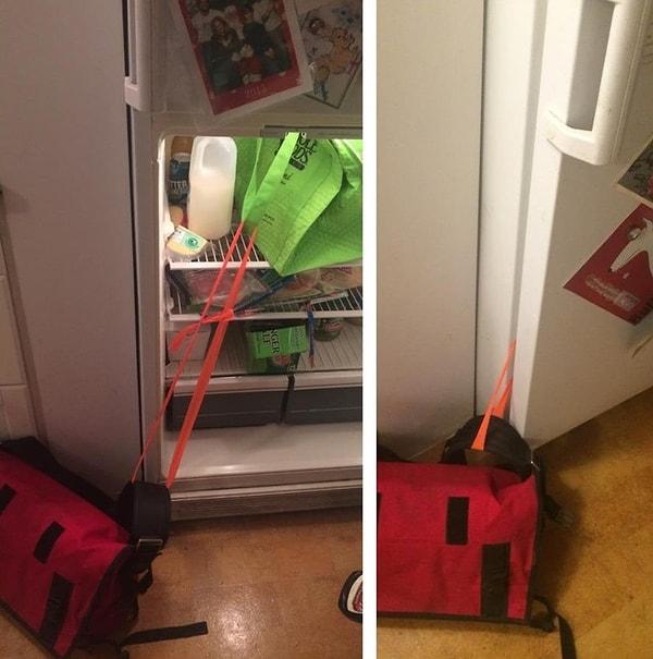 15. "Her gün buzdolabında öğle yemeğimi unutunca böyle bir çözüm buldum."