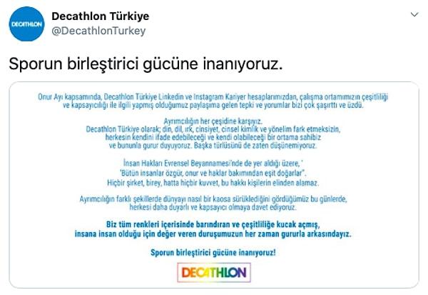 3. ‘Onur Ayı’ paylaşımı nedeniyle Decathlon Türkiye sosyal medyada gündem oldu.