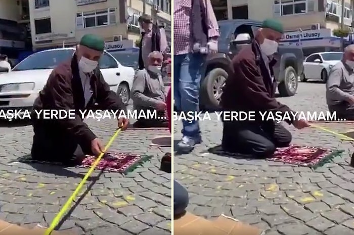 Cuma Namazına Metre ile Giderek Sosyal Mesafe Ölçüsü Alan Dayı