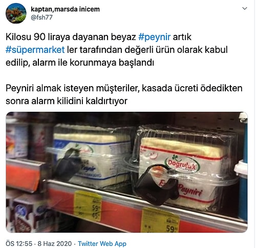 Kilosu 90 TL'ye Dayanan Beyaz Peynir İçin Süpermarketlerin Alarm Takması Sosyal Medyanın Gündeminde