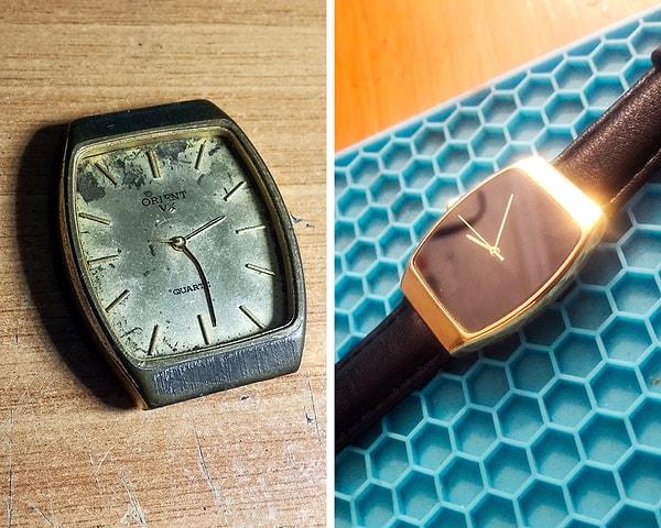 21. "Evde sıkılınca ben de eski saatimi tamir ettim."