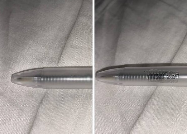 6. Матовая поверхность будет выглядеть так (в данном случае это ручка), если на нее наклеить прозрачный скотч. Этот трюк работает и с матовым стеклом.