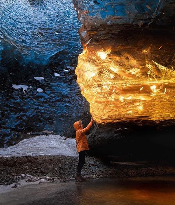 14. Buz mağarasına giren güneş ışınları ve oluşturduğu görüntü.